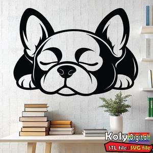 bull dog sleeping wall art