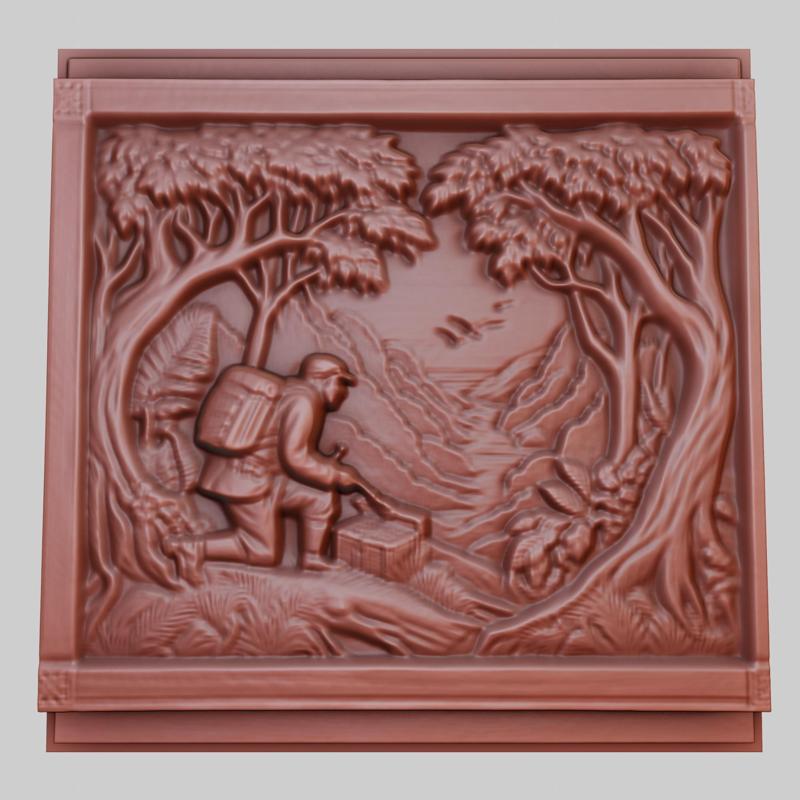 A man on a treasure hunt in a forest 3d printer model animal model obj stl