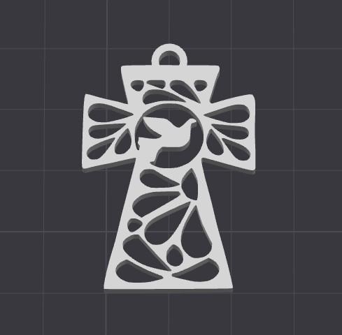 KEYCHAIN DOVE CROSS BAPTISM COMMUNION KEY RING