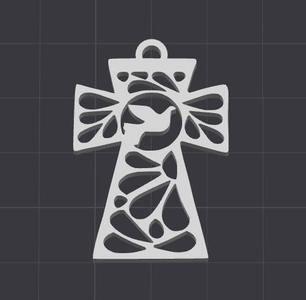 KEYCHAIN DOVE CROSS BAPTISM COMMUNION KEY RING