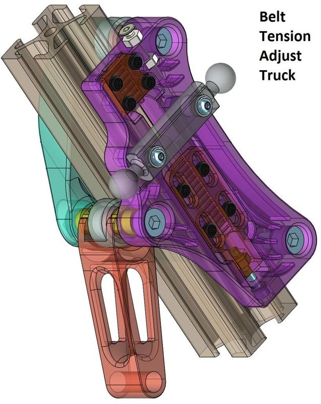 Belt Tension Adjust Truck for SeeMeCNC Ball Joint System and 1"x1" Extrusion