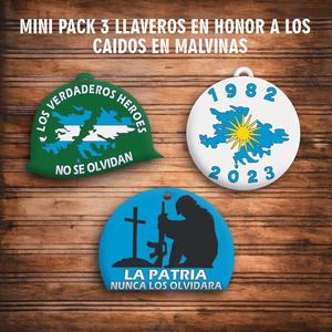 MINI PACK 3 COMMEMORATIVE KEY RINGS HEROES FALLEN IN MALVINAS - ARGENTINA