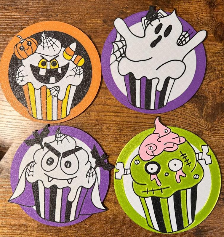 Spooky Halloween Cupcake Coasters