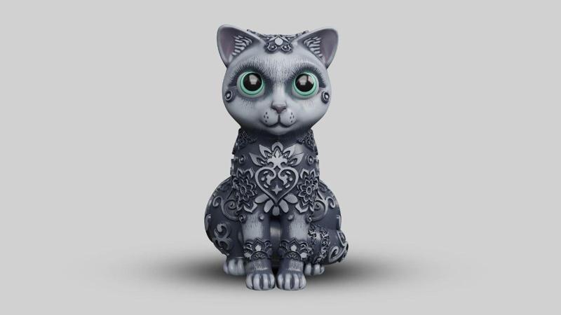 RUSSIAN BLUE ORNAMENTAL FIGURE KEYCHAIN