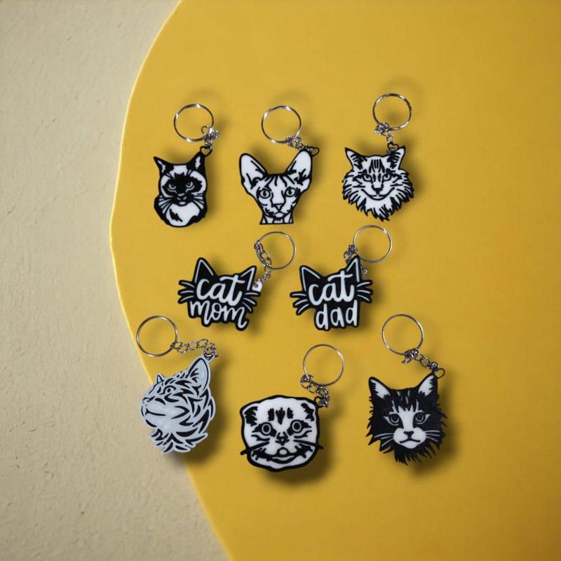 KEY CHAIN / KEY RINGS : CAT MOM - DAD / CAT MOM - DAD /MASCOTAS