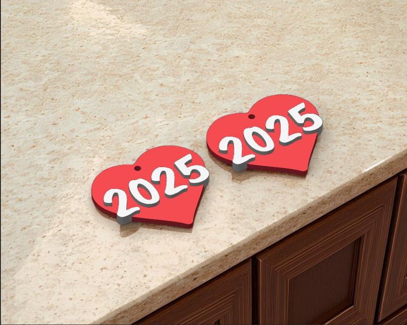 2025 New Year Heart Earrings