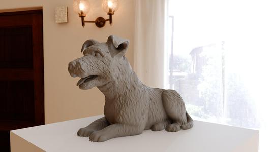 wire haired jack russel sitting mouth open stl