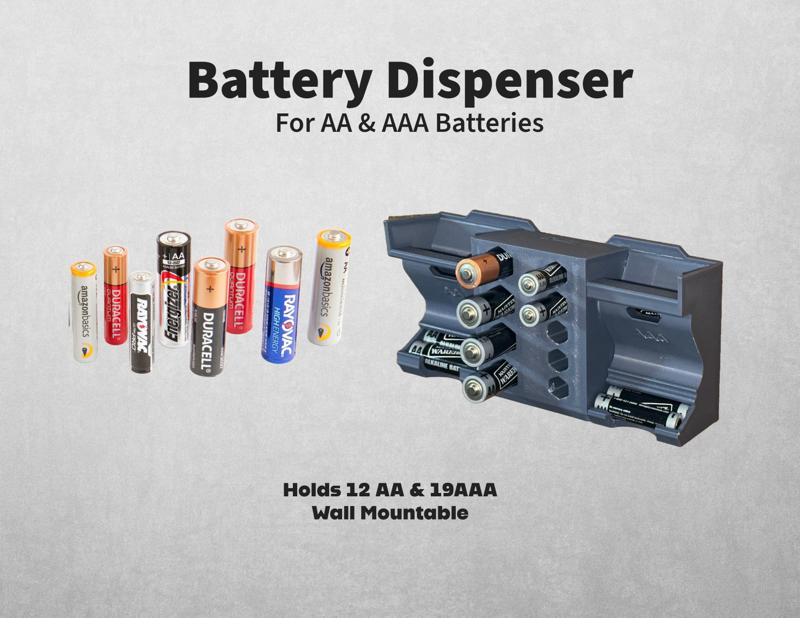 Modular Battery Holder Dispenser for AA and AAA Batteries