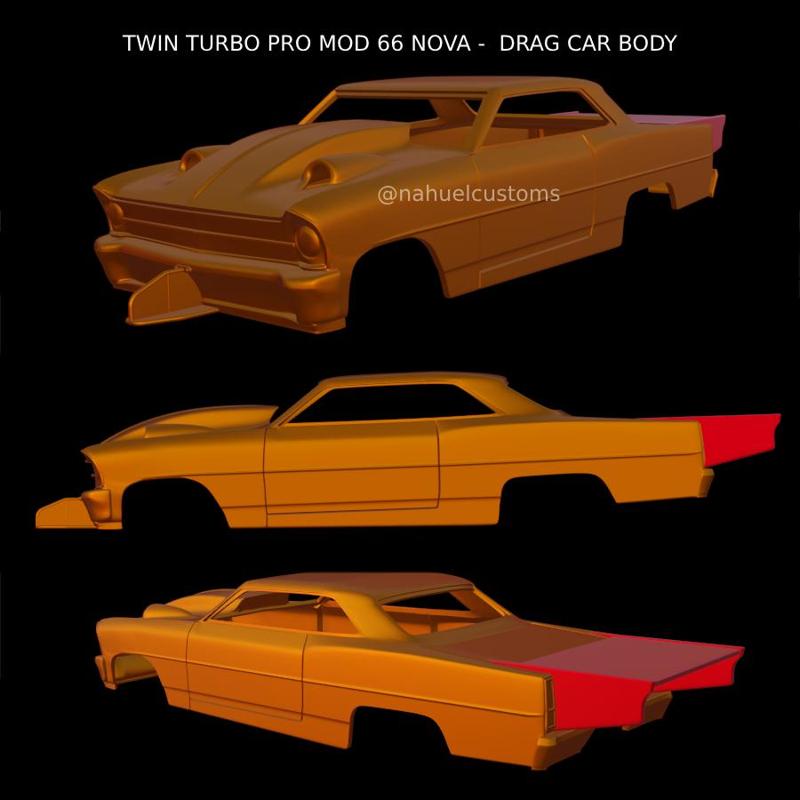 TWIN TURBO PRO MOD 66 NOVA -  DRAG CAR BODY