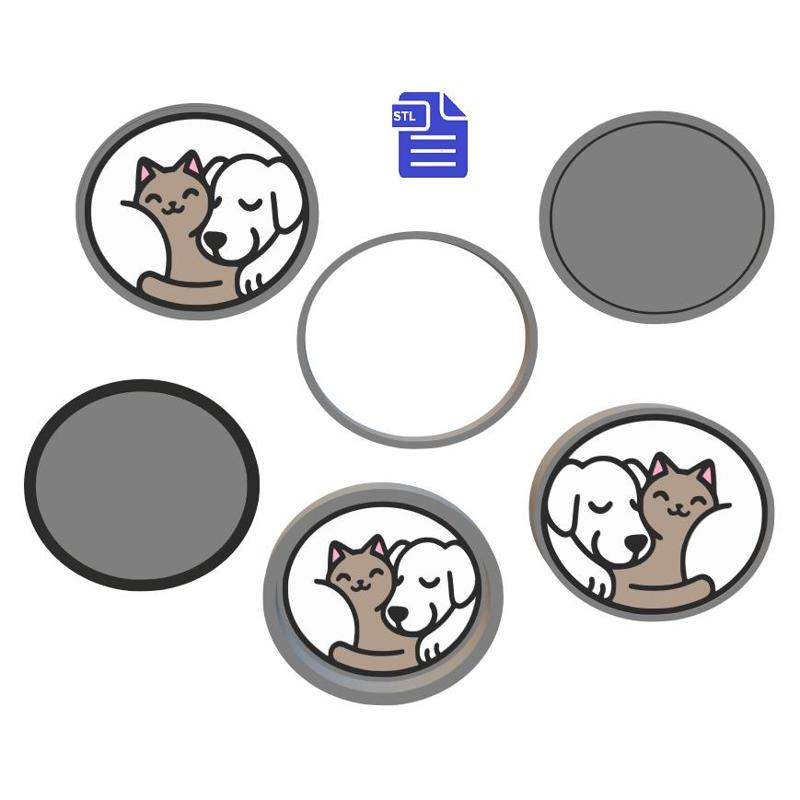 1pc + 2pc + 3pc Sleeping curled dog & cat Bath Bomb mold