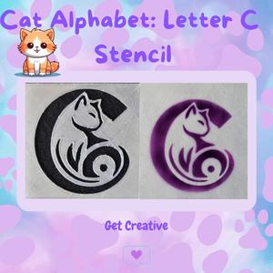 Cat Alphabet: Letter C Stencil- STL & SVG Files