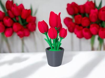 A bouquet of tulips in a bowl - Multipart