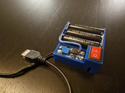 AA Battery Powered 5V USB Supply (MT3608 Boost Converter Case)