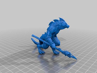 Lizardfolk w/ Fins - Tabletop Miniature