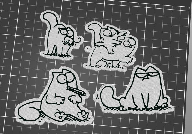 Simon's cat fridge magnets (4 extra motives) // black/white - No MMU needed!