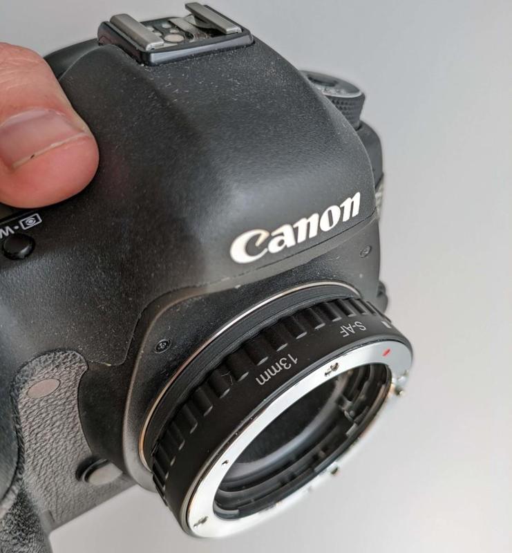 Sony A lens to Canon EF/EF-S camera macro adapter