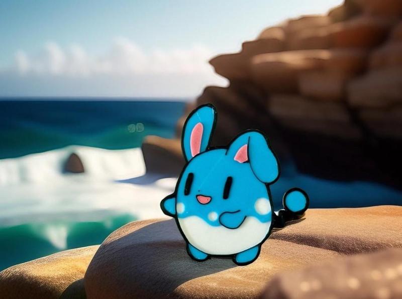 Cute Azumarill Chibi Pokemon Fridge Magnet/Keychain