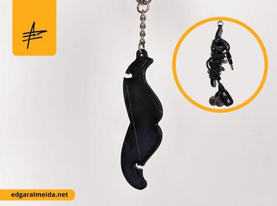 Moustache Headphone/Buds Wrap Keychain