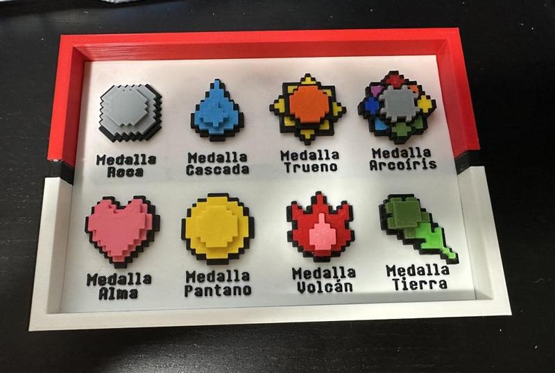 pokemon gen 1 BADGES + display (1st Gen) spanish