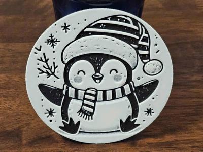 Happy Christmas Penguin Coaster