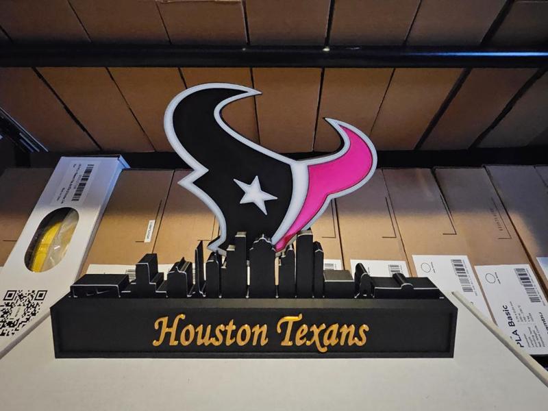 Houston Texans with skyline of Houston NFL