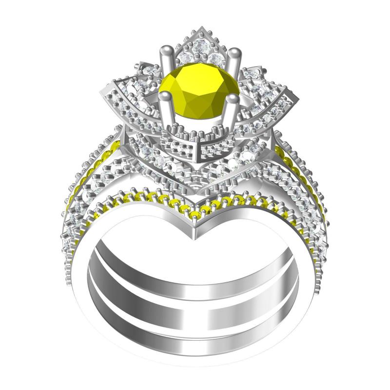 Unique Triple Bands Flower Shape Womens Ring