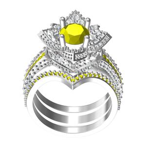 Unique Triple Bands Flower Shape Womens Ring