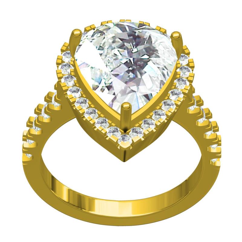 Pear Halo Solitaire Engagement Ring