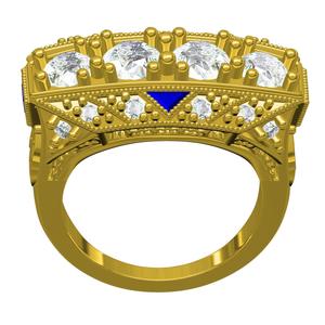 Four Diamond Antique Art Deco Style Ring