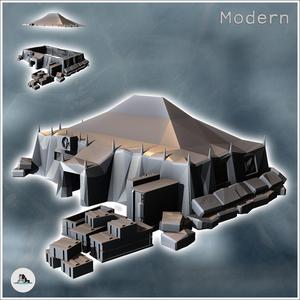 Modern command tent with ammunition crates (1) - Modern WW2 WW1 World War Diaroma Wargaming RPG Mini Hobby