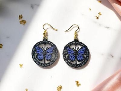 Butterfly in a round earrings