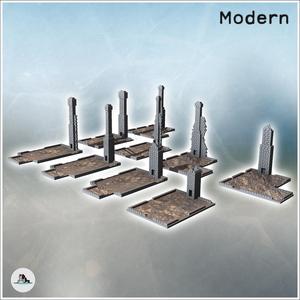 Set of nine urban brick chimneys with roof (4) - Modern WW2 WW1 World War Diaroma Wargaming RPG Mini Hobby