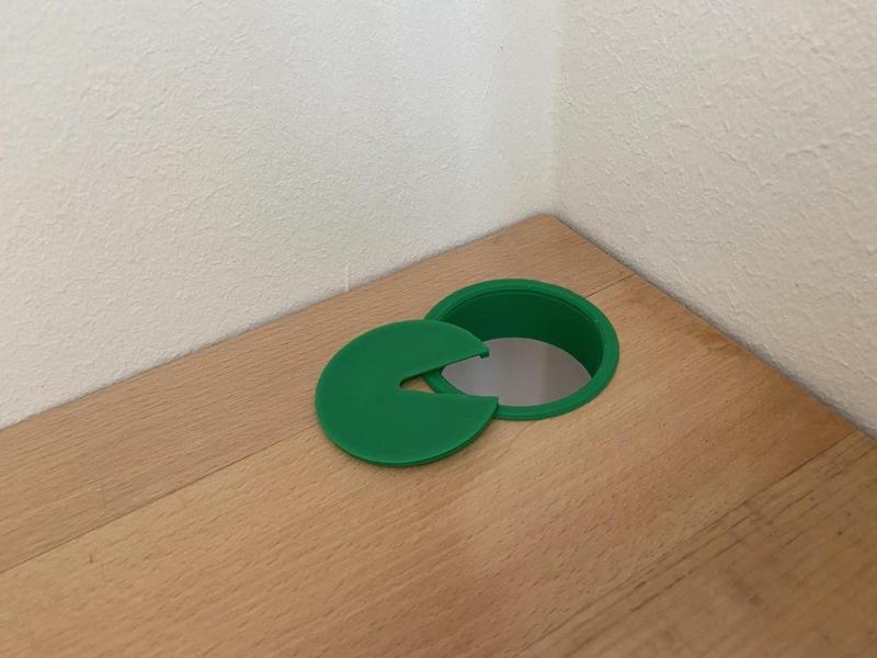 cable outlet for desk, shelf, etc. with snap-in cover