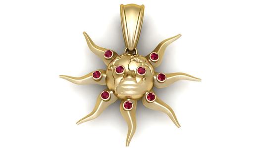 gold sun pendant  3D printable model