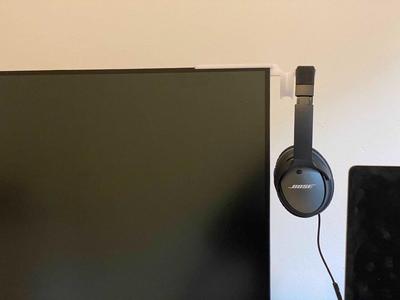 Monitor mounted headphone holder