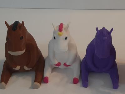 Sitting Unicorn and Horse