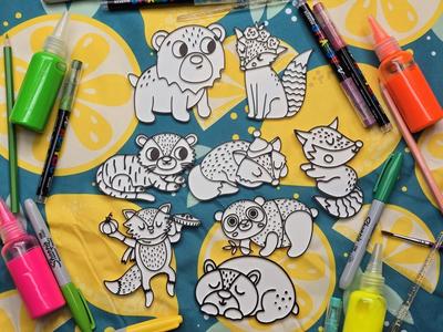 Cute Forest Animal Fox Bear Coloring Craft