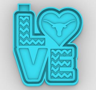 I Love the Longhorns 181553 - freshie mold - STL for silicone mold