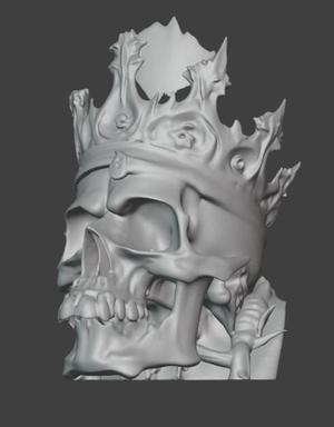 skull adorned with a regal crown