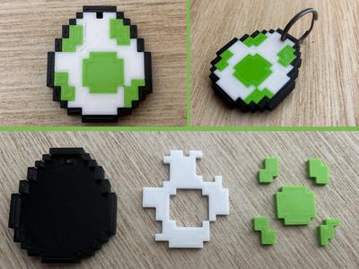 8-bit Yoshi Egg Keychain – Easy No-Glue Assembly