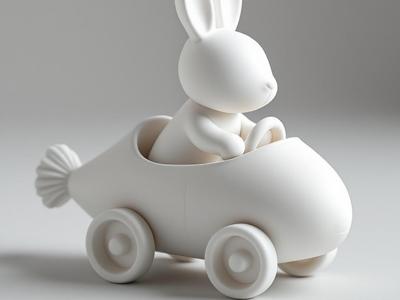 Easter Bunny Driving Carrot Car – Festive Decor