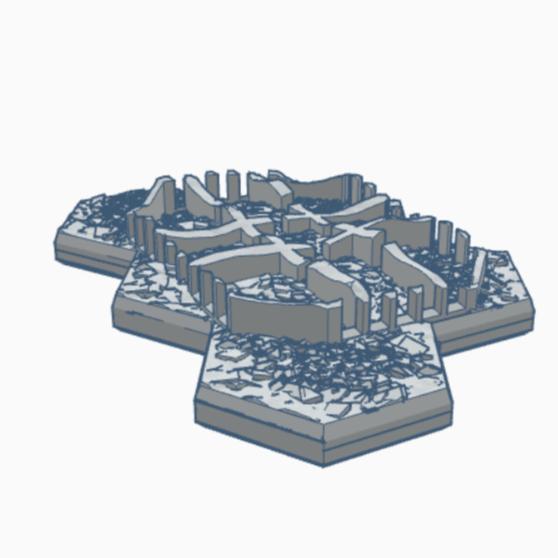 Sci-Fi Destroyed Building 5 with Hex Base SFDHB005