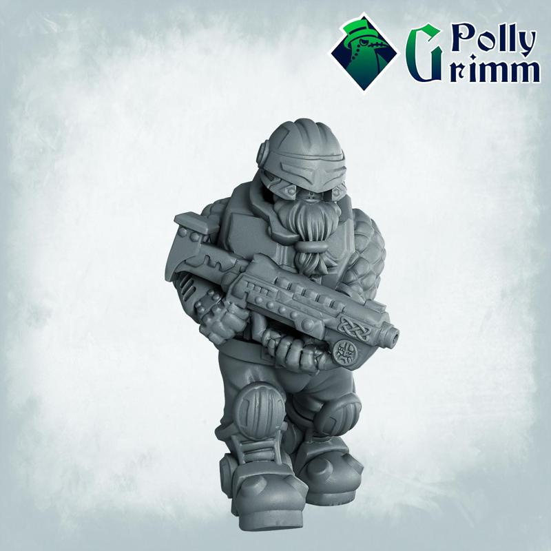 Sci-fi tabletop miniature. Galaxy Dwarves set. Space Rocks! Dwarf soldier