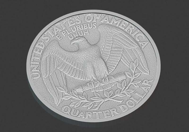 US Quarter Coin, 3D Scanned