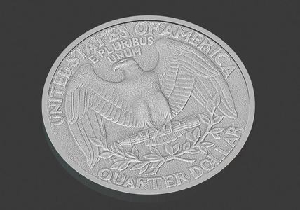US Quarter Coin, 3D Scanned