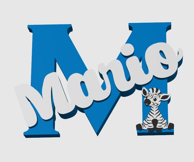 Letter M with a zebra