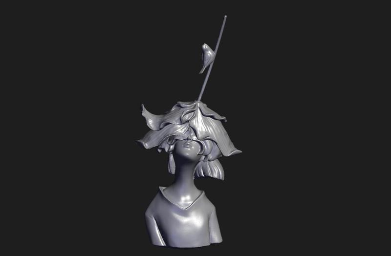 Creepy Flower Girl--3D Scanned by Revopoint 3D Scanner
