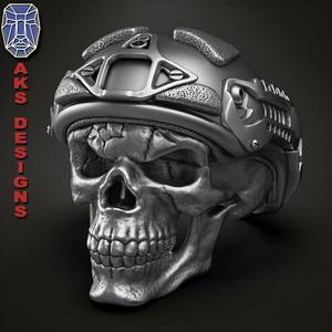 skull Ring jewelry Army soldier skull v1 stl file