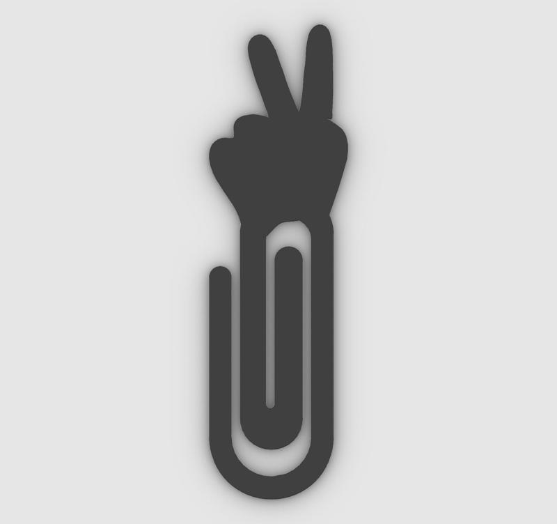Hand silhouette - love and peace - Paper clip, bookmark - 3MF pre-painted , STL
