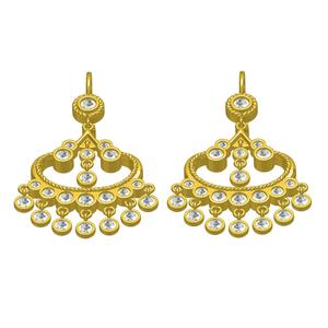 Womans Bezel Diamond Drop Chandelier Earring